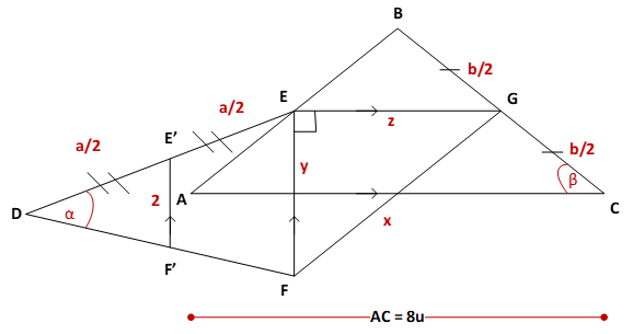 Ejercicio geométrico con segmentos paralelos y aplicación del Teorema de Pitágoras.