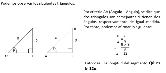 Semejanza de triángulos- Criterio AA Angulo - Angulo