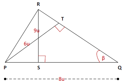 Ejercicio resuelto de semejanza de triángulos utilizando alturas y proporciones geométricas.